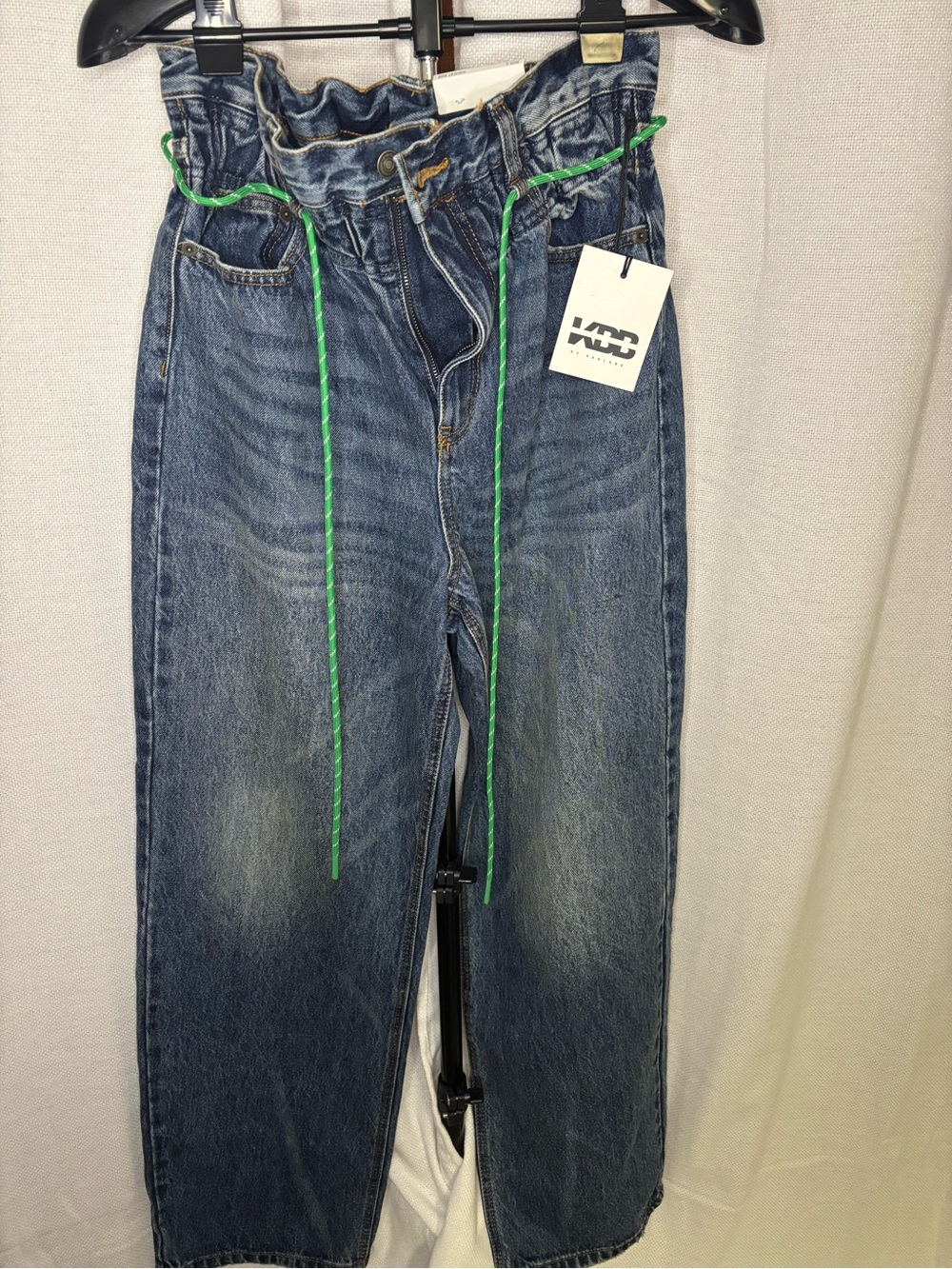 Target High-Rise Blue Denim Jeans with Green Drawstring